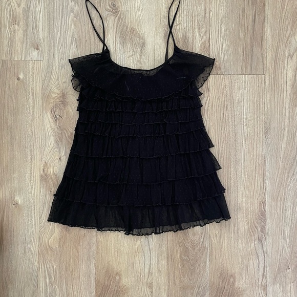 Mesh Black Ruffled Top - Picture 3 of 4